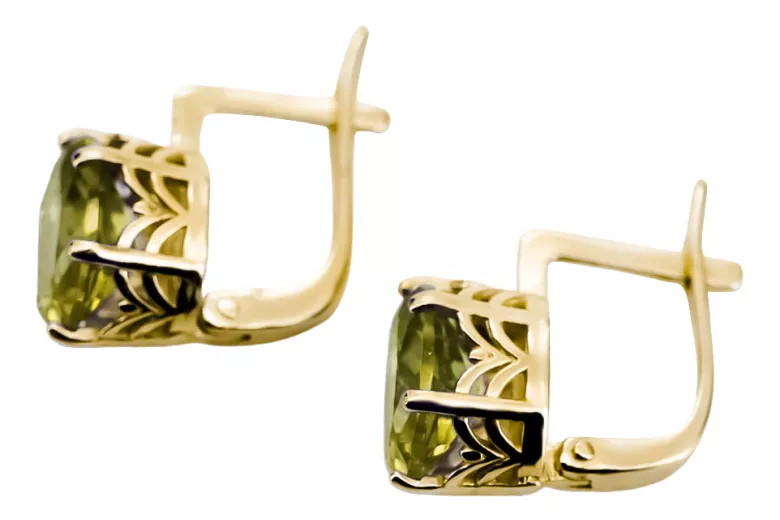 8K žlté zlato 333 Yellow Peridot náušnice vec003x-yp Russian Soviet USSR Vintage Jewlery Art Deco style